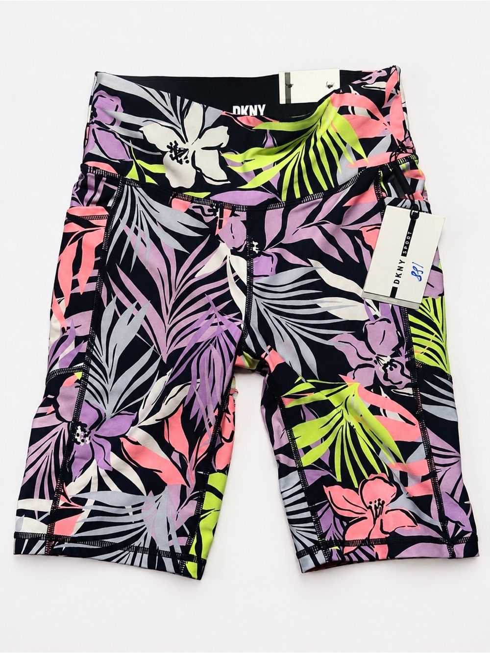DKNY Sport Black Tropical Print Active Shorts